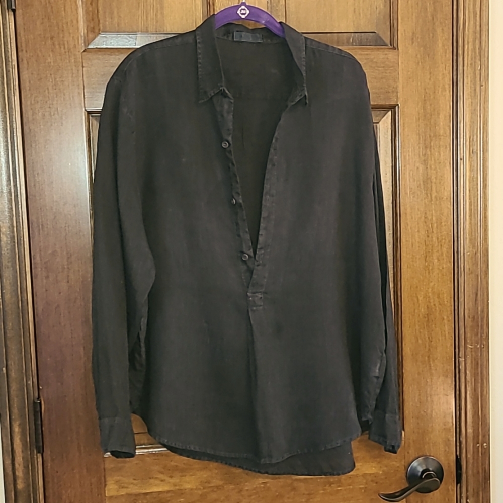 100% linen long black top